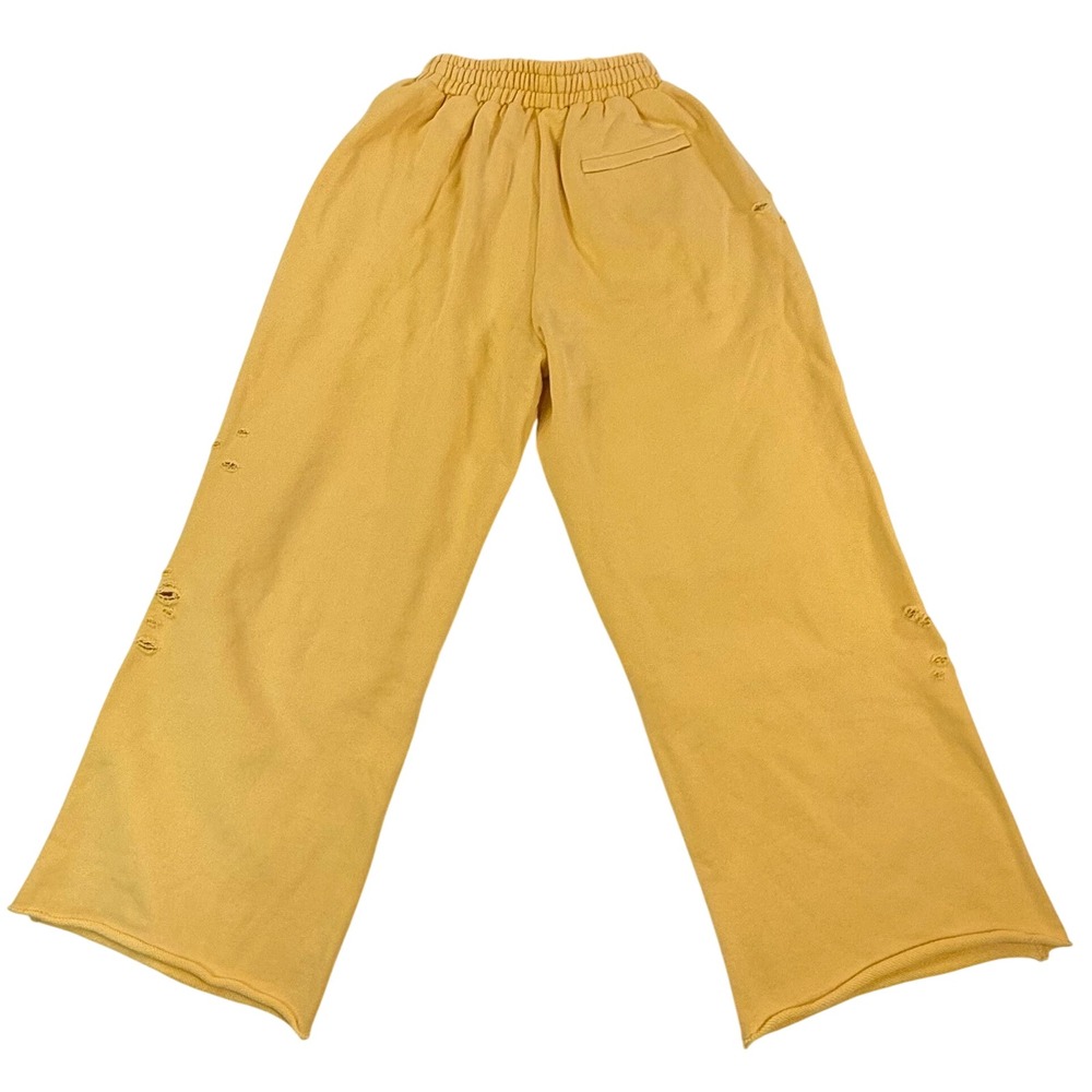 MFM333 Distressed Sweatpants Yellow Wide Leg Streetwear Joggers Mens Medium NEW - Picture 2 of 8